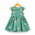 Teal green embroidered girls dress