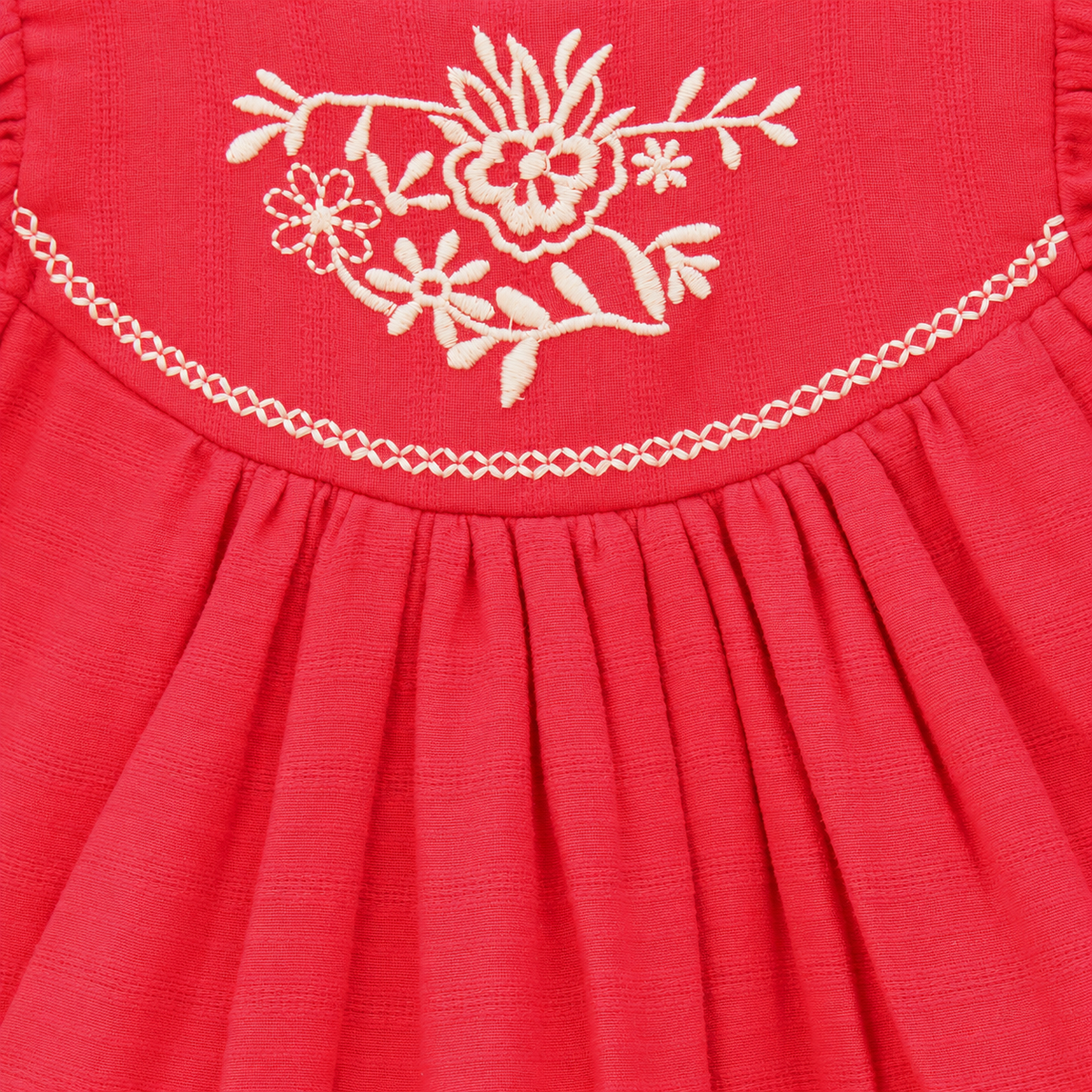Frockwala Girls’ maroon Floral Embroidered Cotton Frock