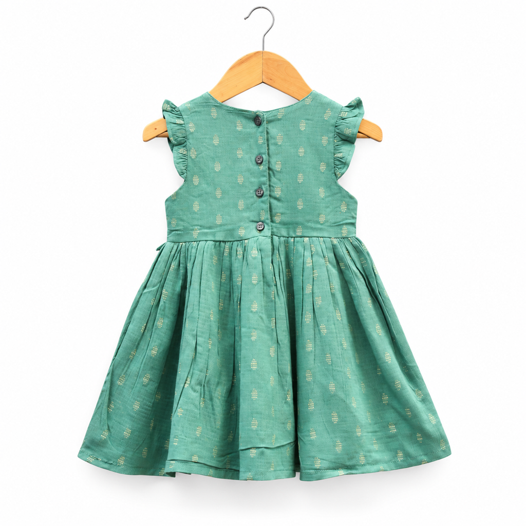 Teal green embroidered girls dress