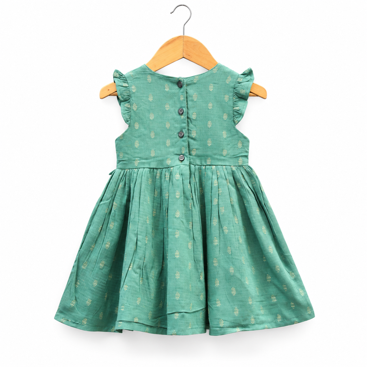 Teal green embroidered girls dress