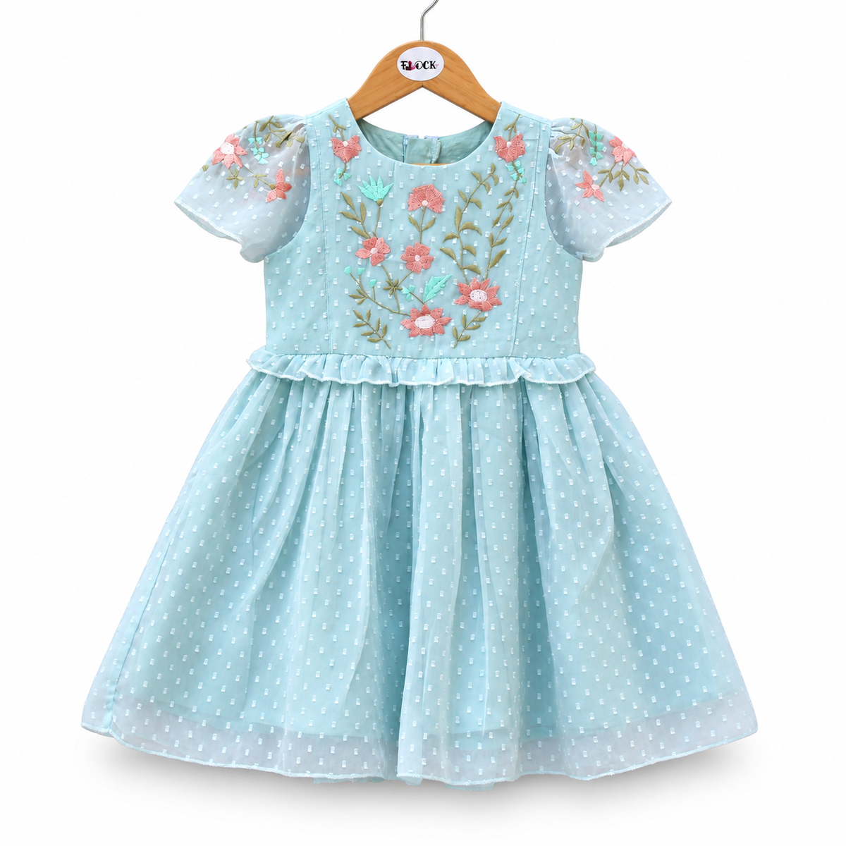 Mint Dotted Chiffon Party Dress