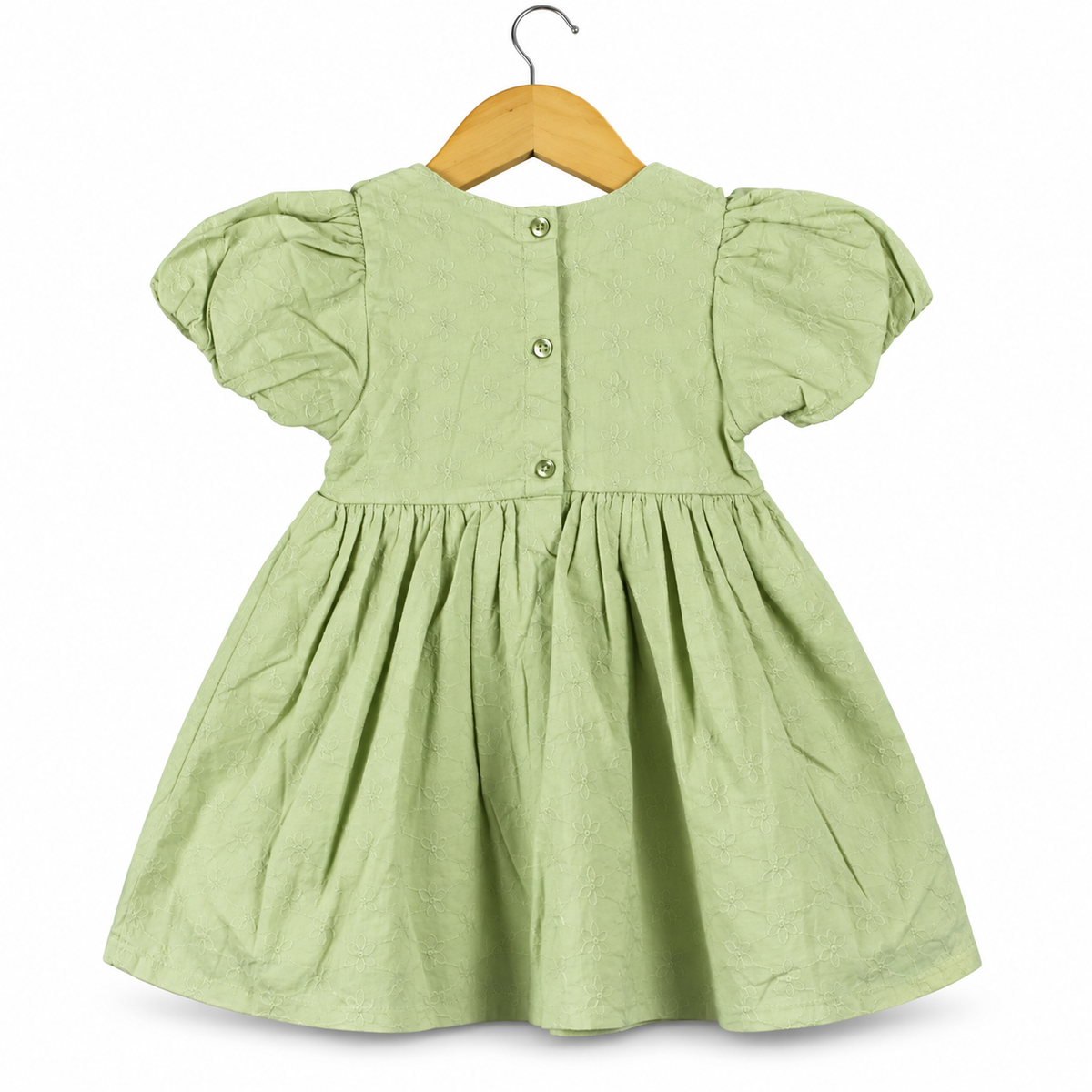 Classic Pastel Green Smocked Cotton Baby Girl Dress