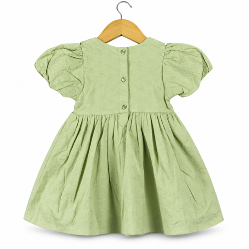 Classic Pastel Green Smocked Cotton Baby Girl Dress