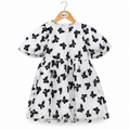 Black and white butterfly embroidered dress