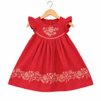 Frockwala Girls’ maroon Floral Embroidered Cotton Frock