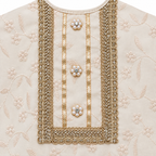 Girls Premium Cream Silk-Blend Embroidered Kurta and Sharara Set