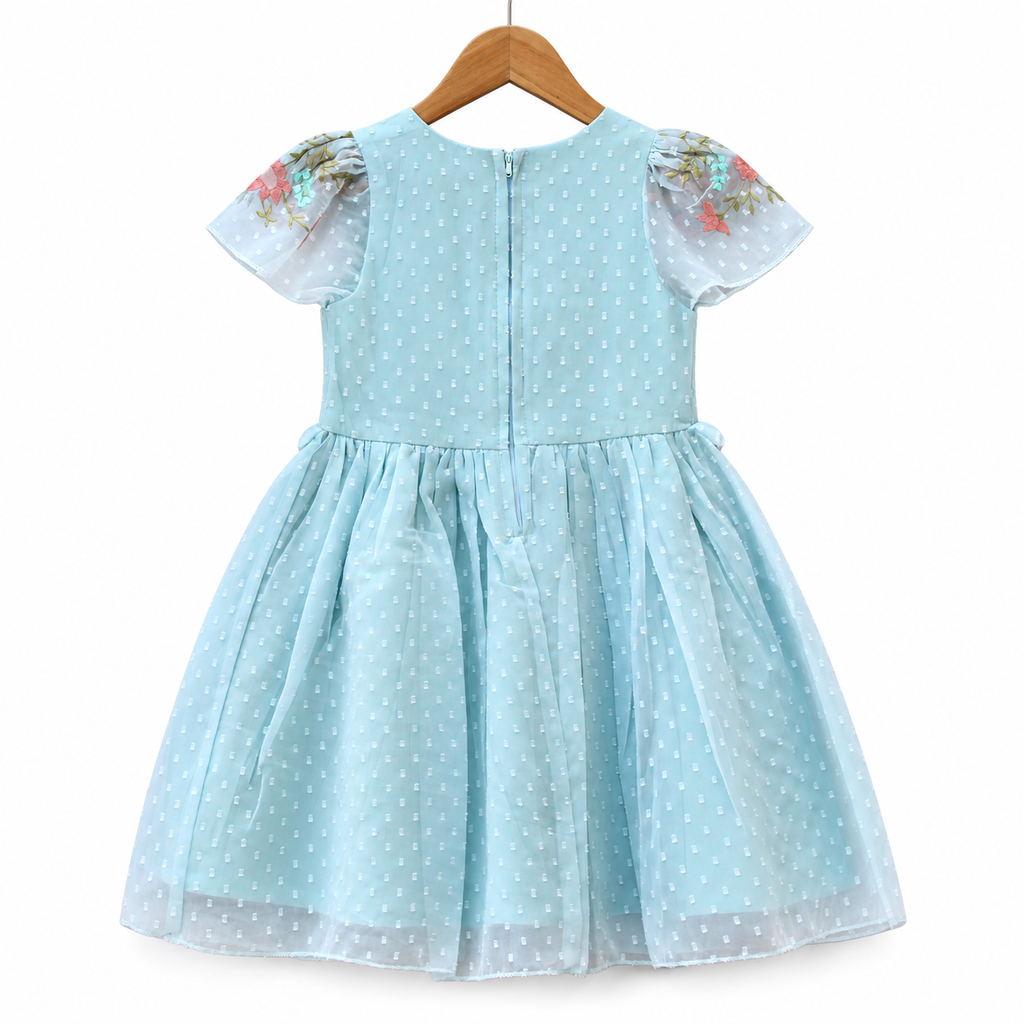 Mint Dotted Chiffon Party Dress