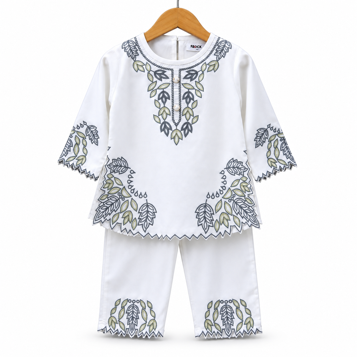 Girls’ White Leaf  Co-ord Set