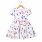 White Butterfly Print Dress