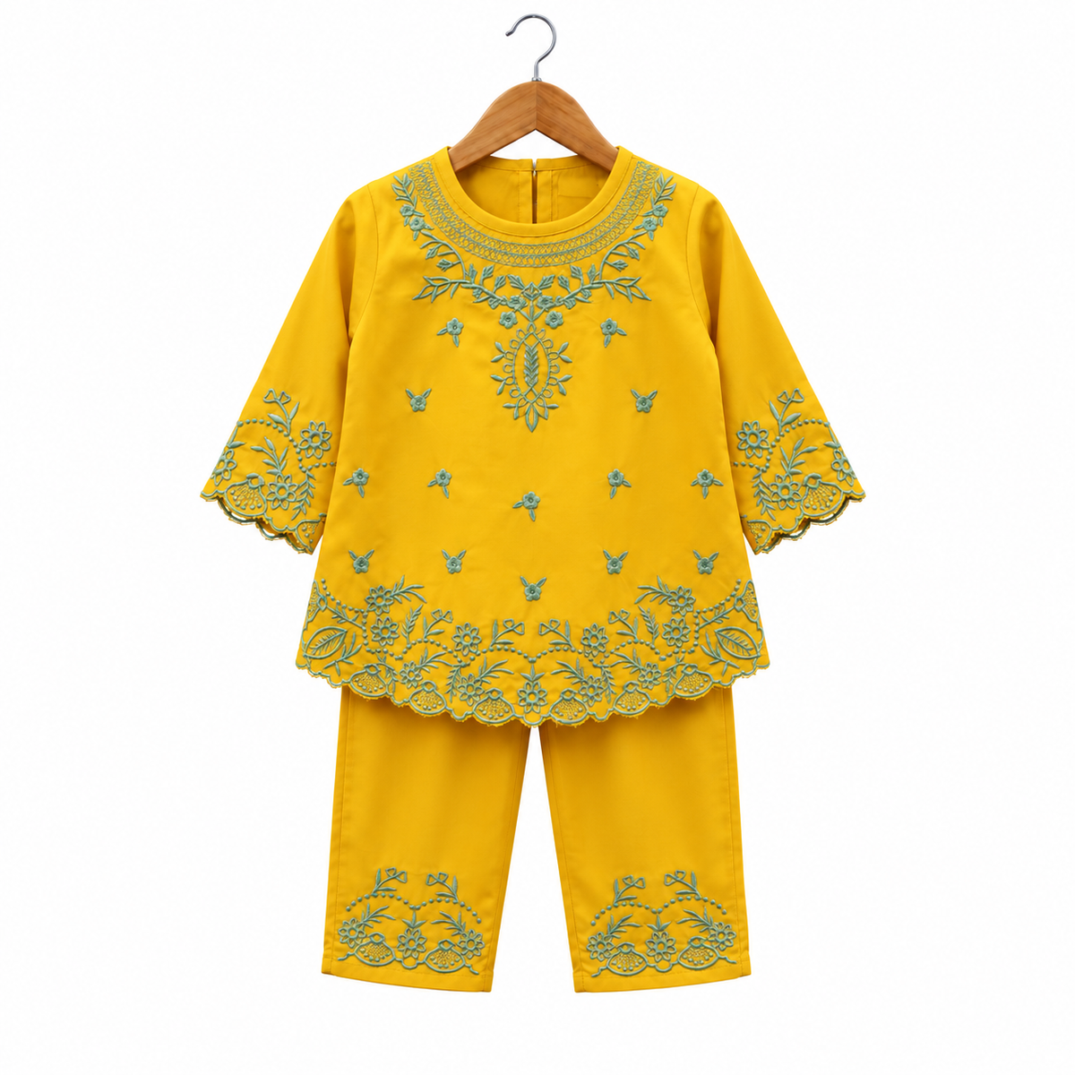 Frockwala Girls’ Mustard Yellow Floral  Co-ord Set