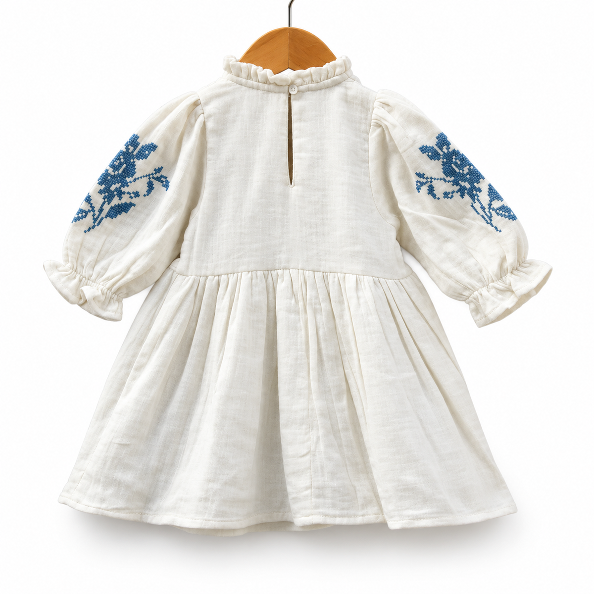 White Cotton Embroidered Frock