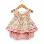 Floral Printed Cotton Top with Striped Bloomer Set for Baby Girls