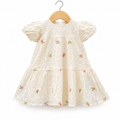 Girls’ Cream Embroidered Cotton Frock