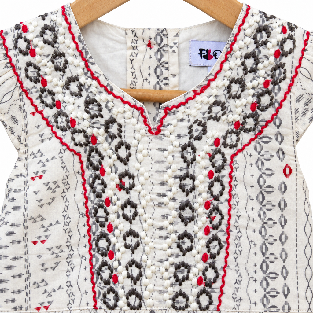 Pure Cotton Baby Girl Embroidered Frock