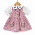 Embroidered Frock with Puff Sleeves