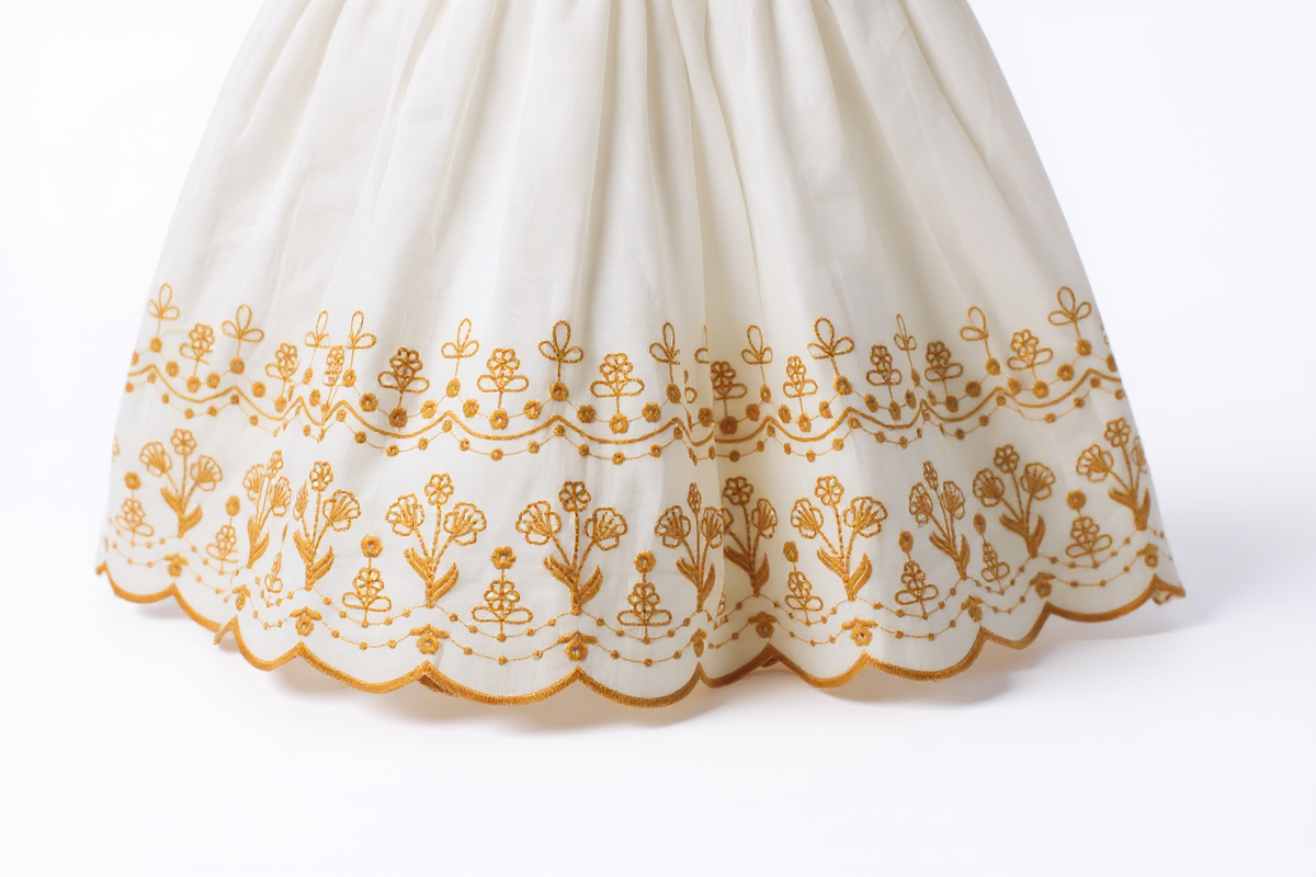 Golden Garden embroidered Cotton Frock