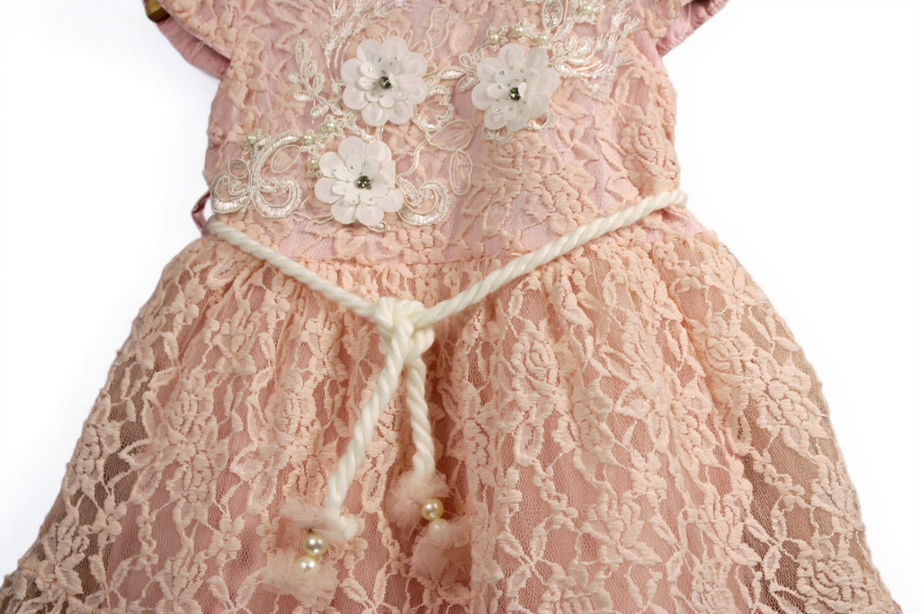 Peach Mist Chikan Net Frock