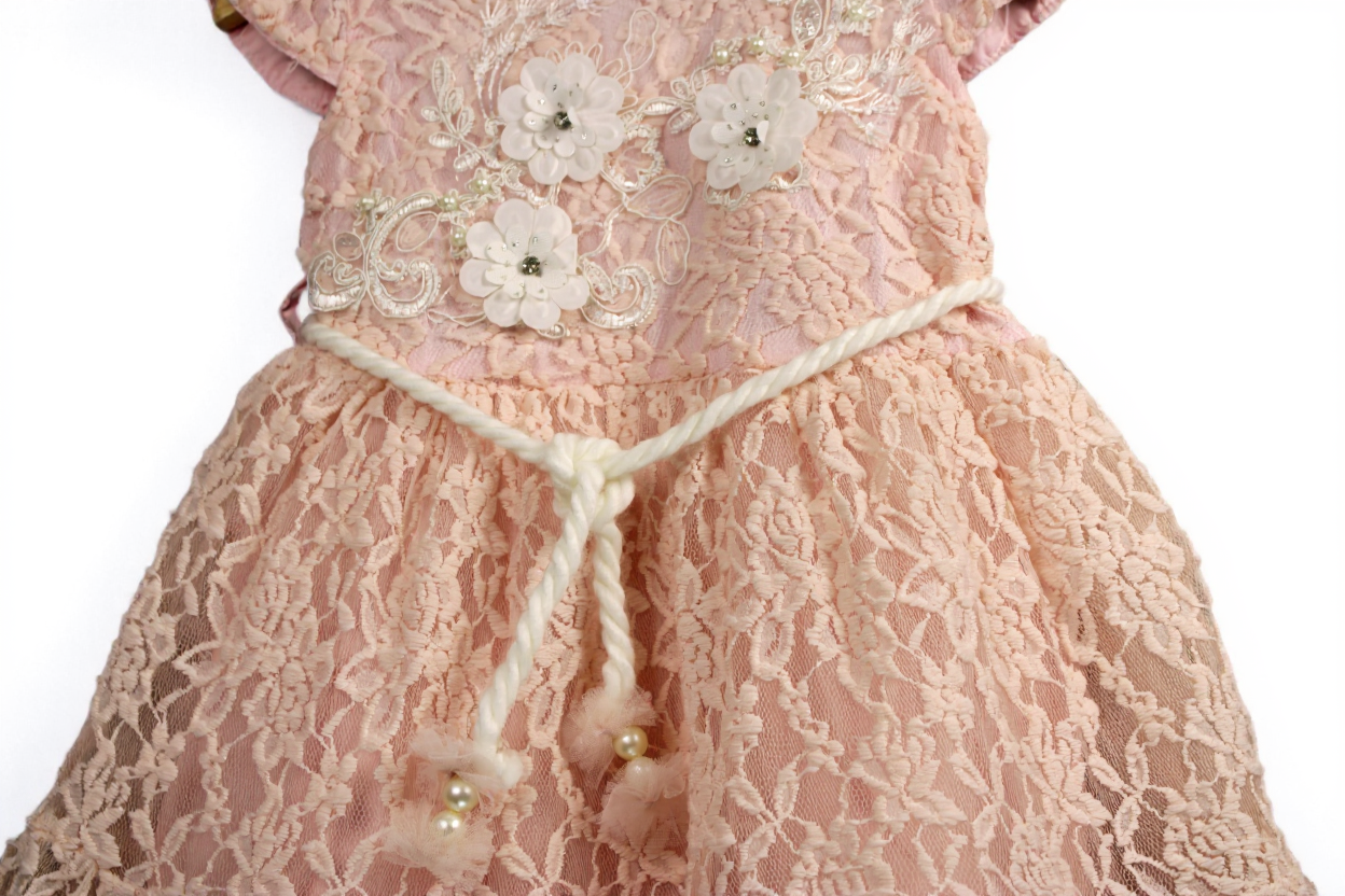 Peach Mist Chikan Net Frock
