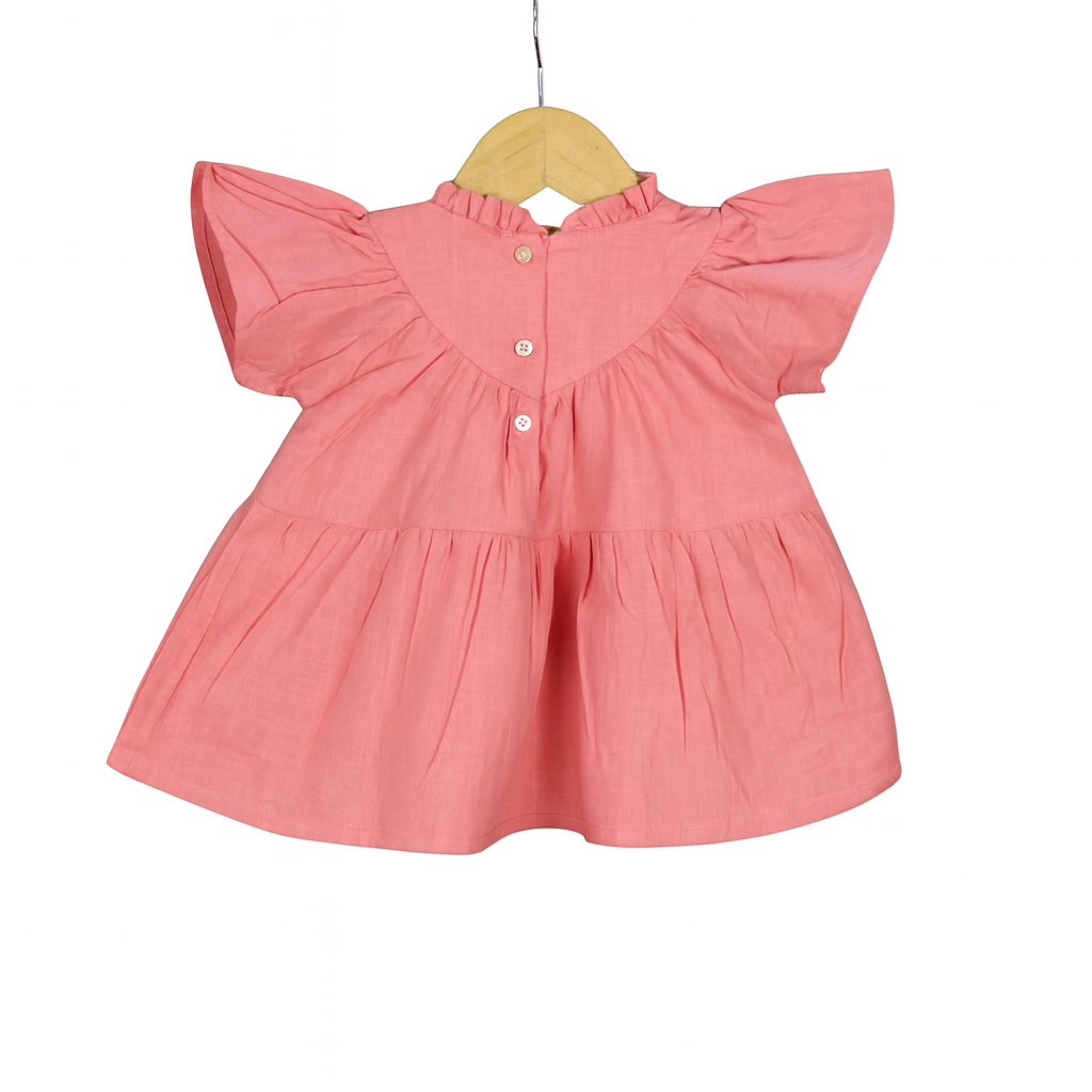 Girls Pink Floral Cotton Frock