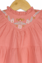 Girls Pink Floral Cotton Frock