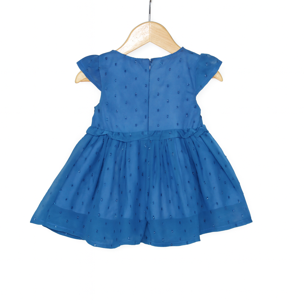 Royal Blue Chiffon Embroidered Dress with Cotton Lining