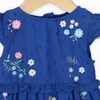 Royal Blue Chiffon Embroidered Dress with Cotton Lining