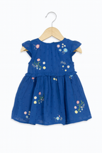 Royal Blue Chiffon Embroidered Dress with Cotton Lining