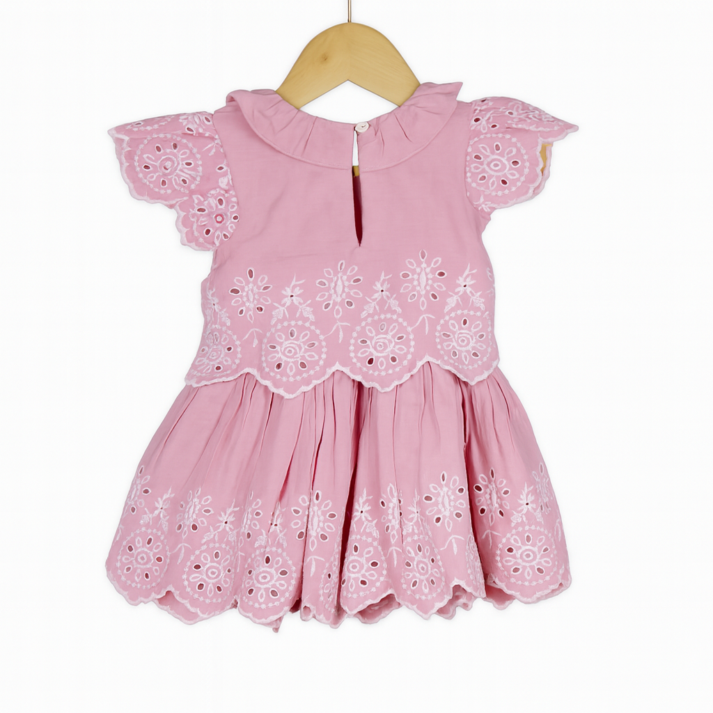 pink embroidered cotton frock