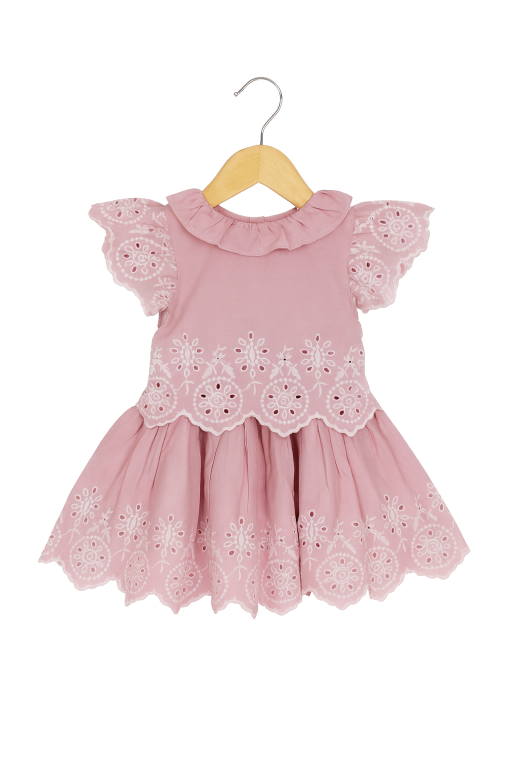 pink embroidered cotton frock