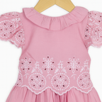 pink embroidered cotton frock