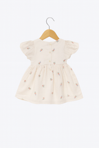 Cream Cotton Baby Frock with Lace Collar