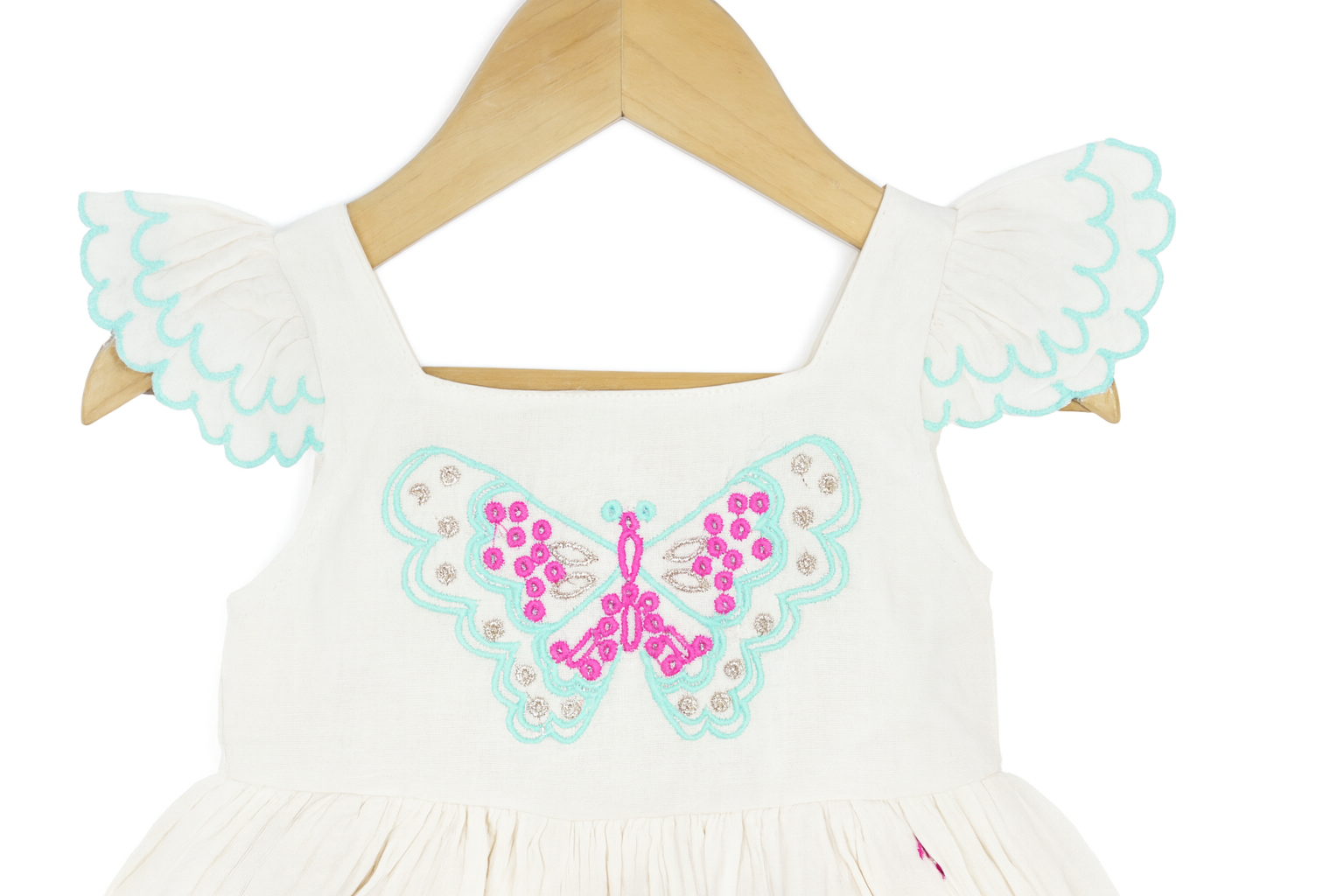 Butterfly Embroidered Cotton Dress