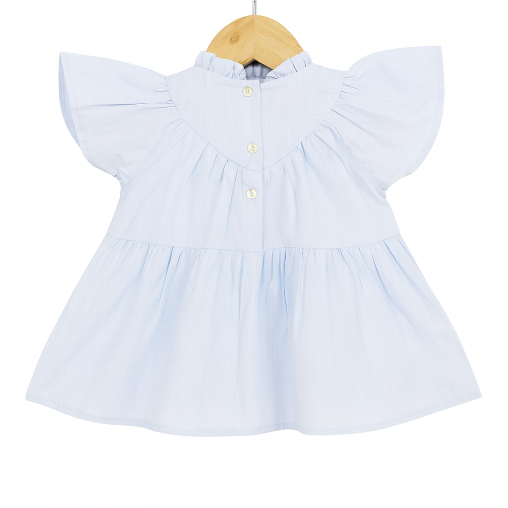 Sky Blue Embroidered Cotton Frock