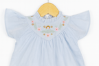 Sky Blue Embroidered Cotton Frock