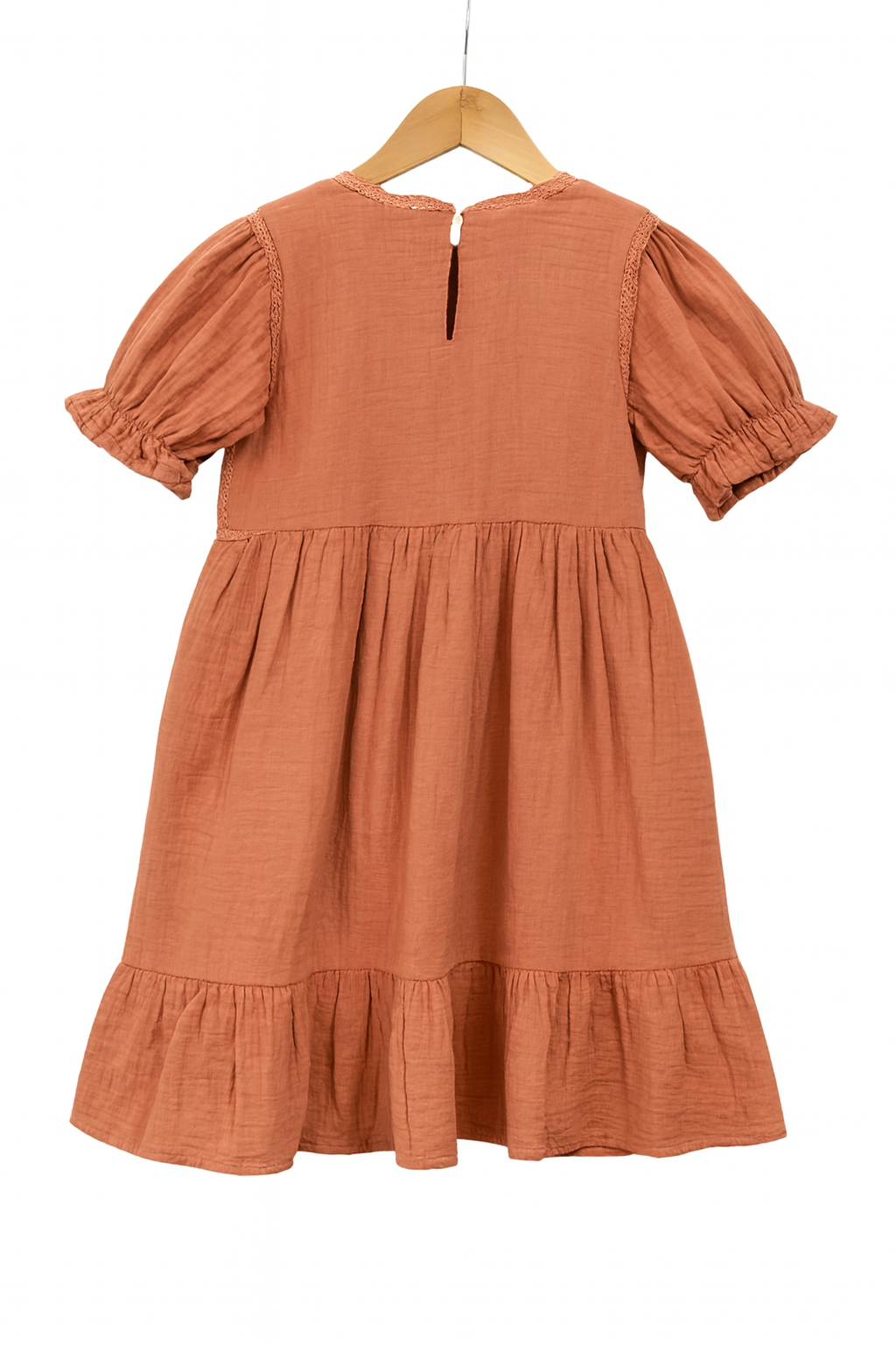 Adorable terracotta-colored girls’ frock