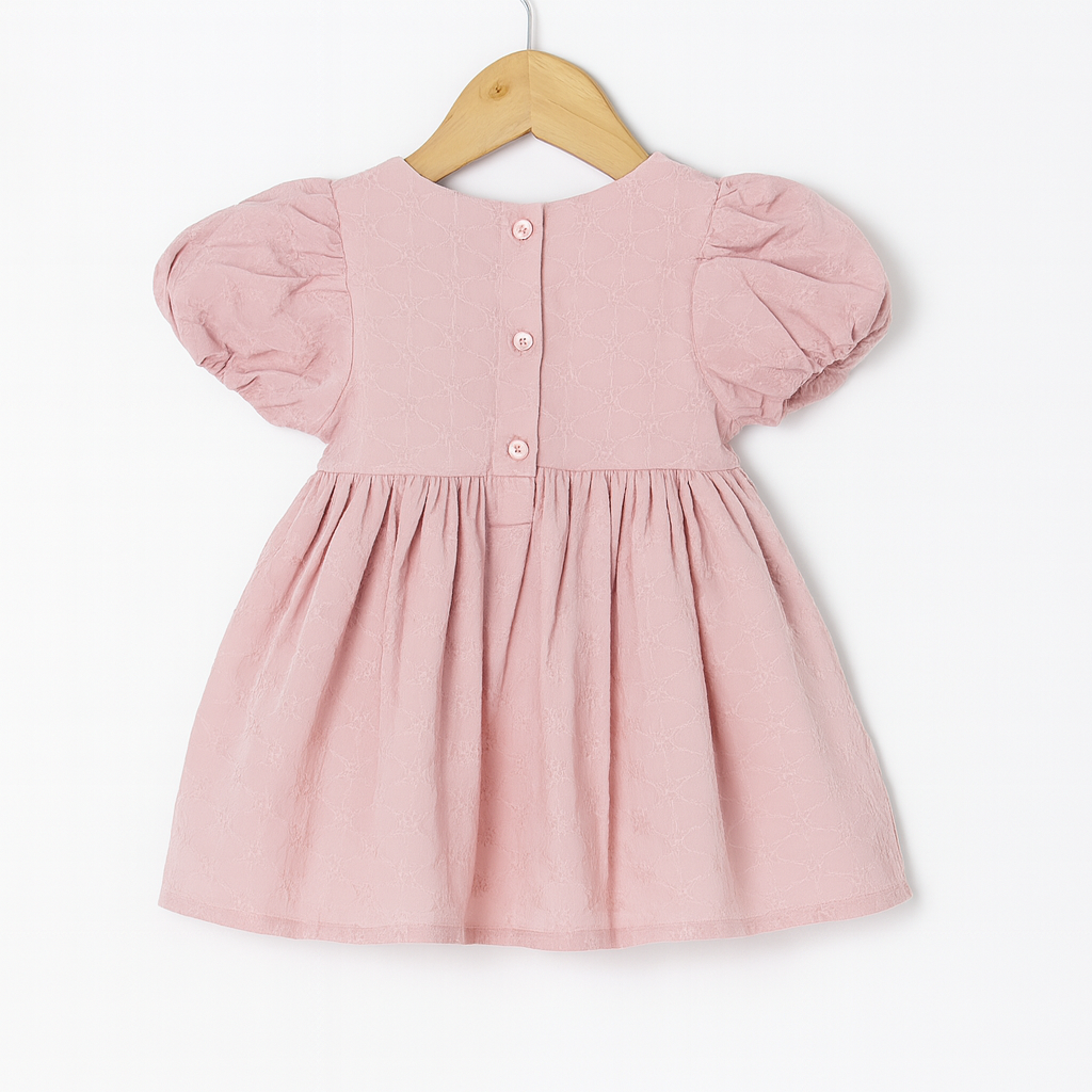 Frockwala Blush Pink Smocked Cotton Frock