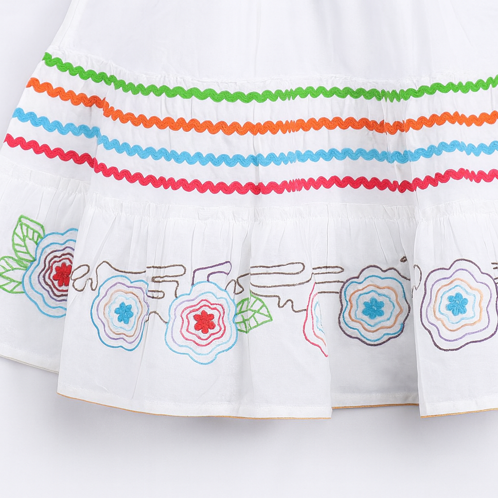 White Embroidered Cotton Frock