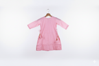 Peach Pink Embroidered Cotton Frock with payjama