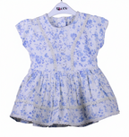 Baby Girls’ Blue Floral Cotton Frock with Lace Detailing