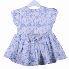 Baby Girls’ Blue Floral Cotton Frock with Lace Detailing