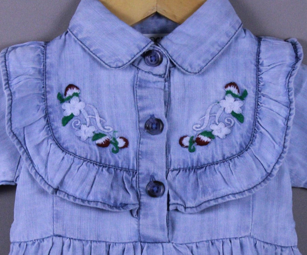 ​Stylish Baby Girls Light Blue Denim Dress