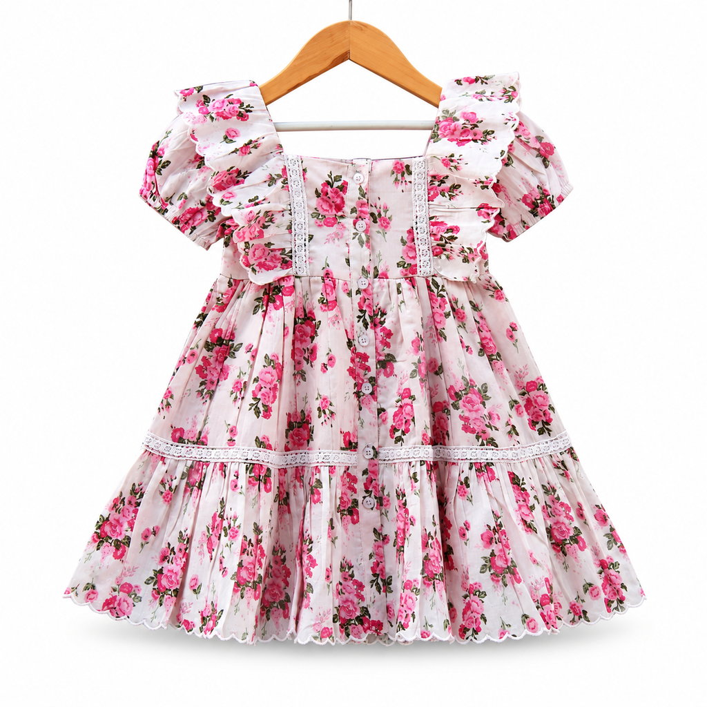 Floral Cotton Dress (Vintage Frill Style)