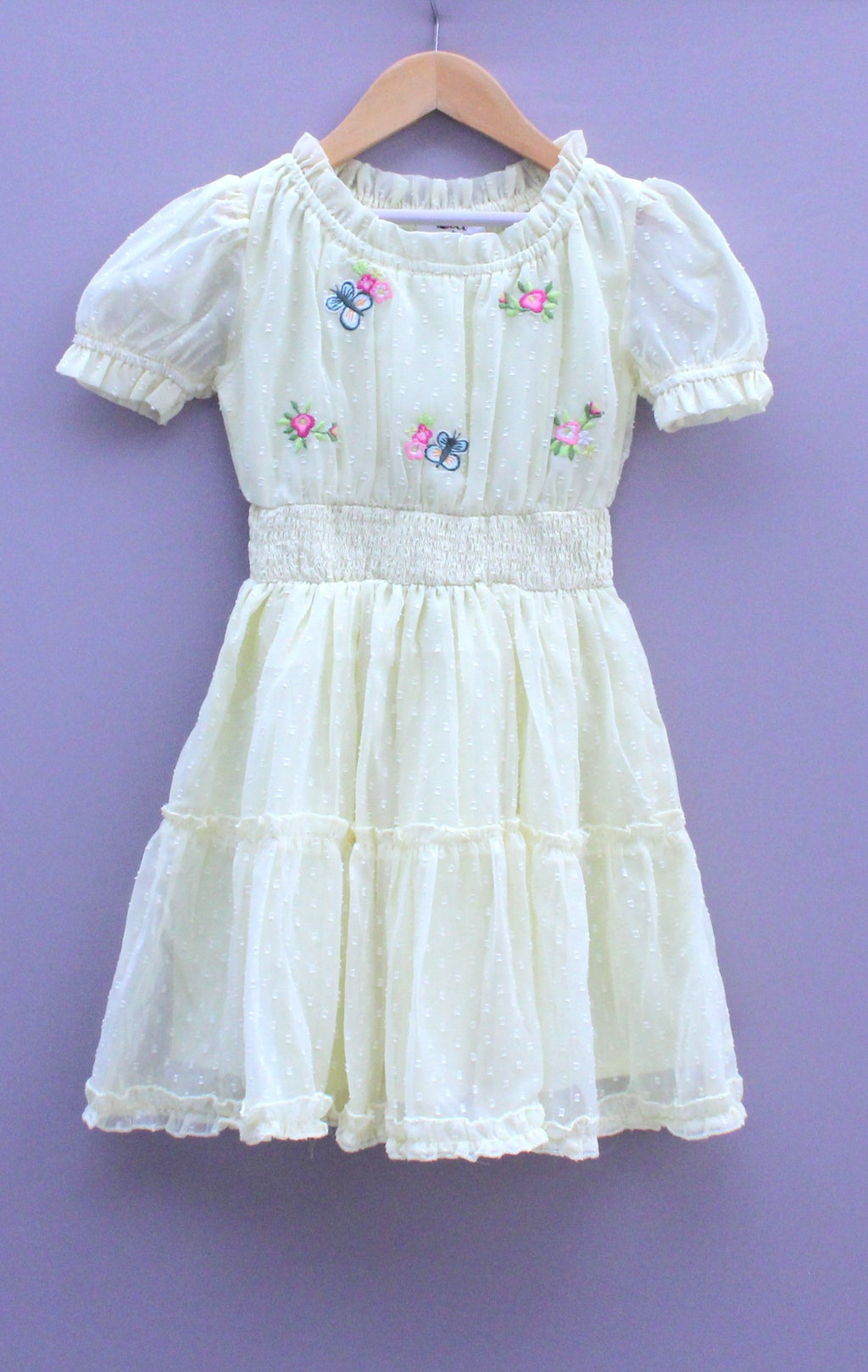 Light Yellow Embroidered butta georgette