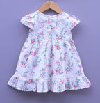 Nut brown Floral Embroidered Cotton Frock