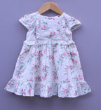 Nut brown Floral Embroidered Cotton Frock