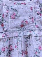 Nut brown Floral Embroidered Cotton Frock