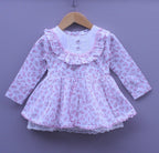 Floral Printed Cotton Frock with Frill Neck