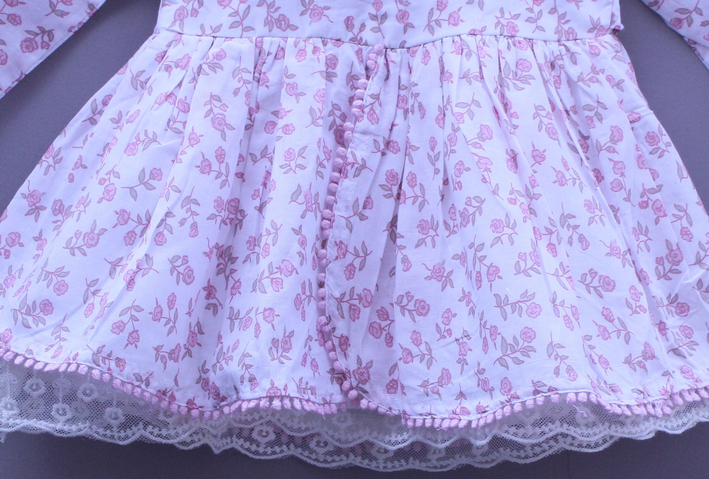 Floral Printed Cotton Frock with Frill Neck