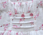 Baby Girls White Floral with Ruffle Hem & Button Detailing