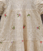 Girls’ Cream Embroidered Cotton Frock